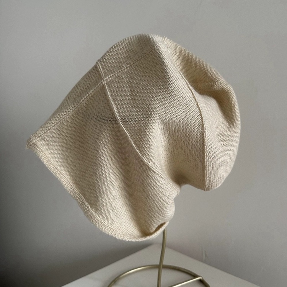 Beige Knit Bucket Hat